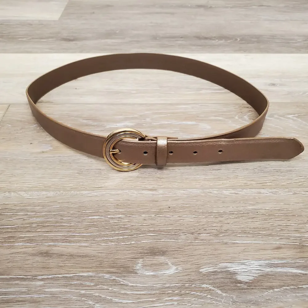 Metallic Bronze Gold Silver Belt Faux Leather Large